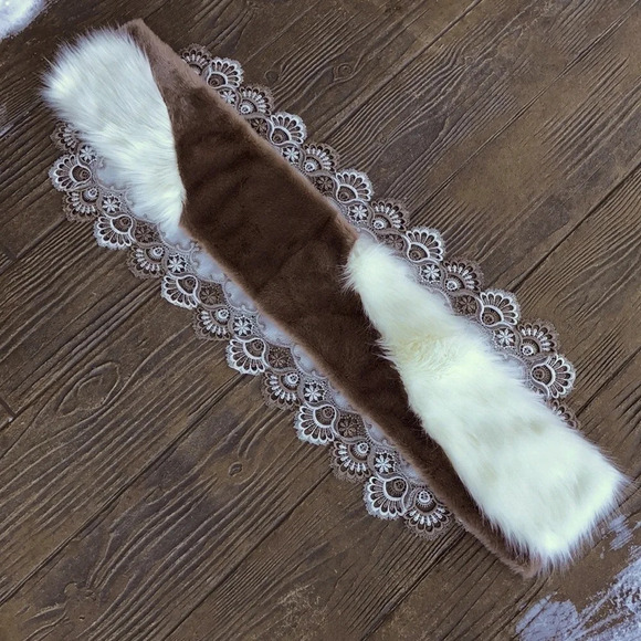 Eugenia Kim Faux Fur Brown Cream Scarf Women Designer Chic Cozy Winter - Picture 2 of 5